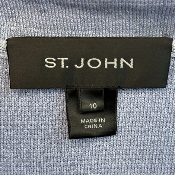 St. John Cardigan Peplum Jacket w/ Ruffle Size 10 Light Blue Periwinkle FLAW - Picture 16 of 16